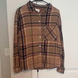Aerie Gauze Plaid Button-Up Size Medium